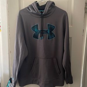 Mens XL Grey and blue UnderArmour hoodie
